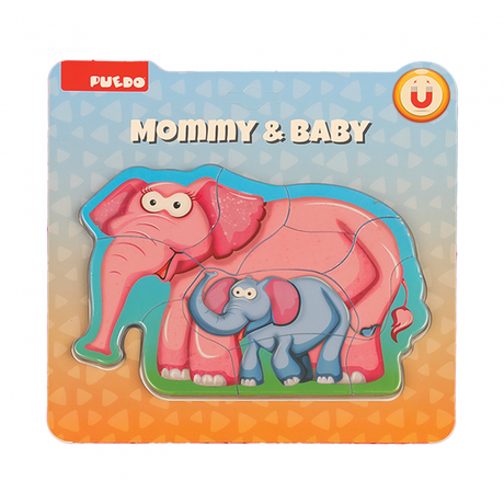 PUZZLE DIN SPUMA EVA-MAMA SI PUIUL ELEFANT,8 PIESE, PUEDO