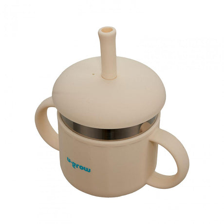 Cana din silicon cu pai si interior din inox,220 ml, U-Grow