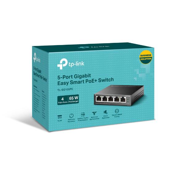 Switch TP-Link TL-SG105PE, Gigabit, 5 porturi, PoE