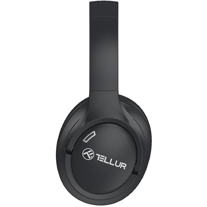 Casti Bluetooth Tellur Vibe, frecventa 2.4GHz, Class 2, sensibiliate 113 ±3dB, impendanta 32Ω, timp ascultare pana la 15 ore cu ANC pornit, pana la 20 de ore cu ANC oprit, negru