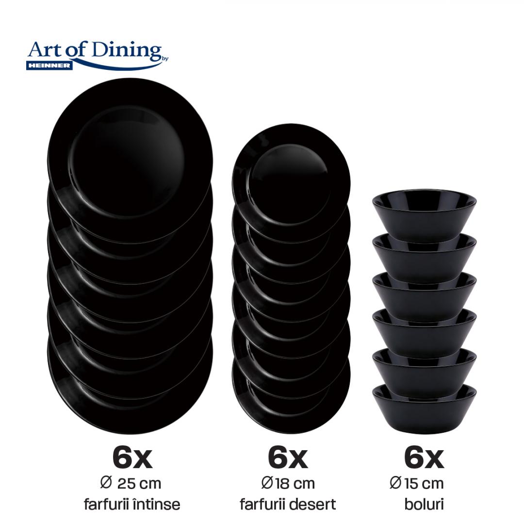 SERVICIU MASA DIN OPAL NEGRU 18 PIESE, CATANIA, ART OF DINING