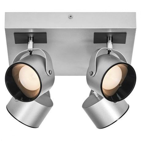 Spot LED cvadruplu ajustabil Ledvance DECOR JUPITER SQUARE, 22W, 2000 lm, lumina calda (3000K), IP20, 260x260mm, Argintiu, clasa energetica F