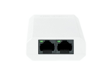 Repetor PoE Hikvision DS-3E0103DP-E/R: 1 × 10/100 Mbps PoE IN port si 2 × 10/100 Mbps PoE OUT port, 3 porturi PoE maxim 30W, buget PoE 30W, dimensiuni: 79.0 mm × 22.0 mm × 53.0 mm, greutate: 0.046 kg, montare pe birou.