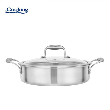 CRATITA INOX+CAPAC STICLA 26X7CM, 3.5L, ATOMIC3, COOKING BY HEINNER