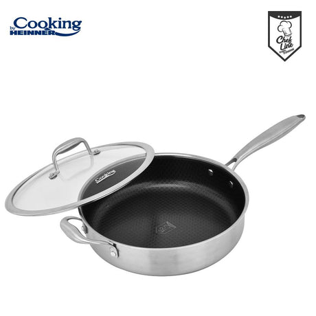 TIGAIE ADANCA INOX +CAPAC STICLA IN 3 STRATURI  28*7.5CM, 4.2 L, TITANIUM3, COOKING BY HEINNER