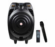 Boxa portabila Akai cu troller, putere totala 50W, autonomie 2-3h la volum maxim, timp de incarcare 4-6h, slot USB & SD card, raza de functionare de pana la 10m, functie de karaoke, microfon fara fir inclus, telecomanda inclusa, negru