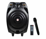 Boxa portabila Akai cu troller, putere totala 50W, autonomie 2-3h la volum maxim, timp de incarcare 4-6h, slot USB & SD card, raza de functionare de pana la 10m, functie de karaoke, microfon fara fir inclus, telecomanda inclusa, negru