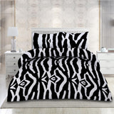 Set de pat din microfibra, 4 piese King Size, Zebra