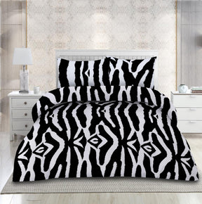 Set de pat din microfibra, 4 piese King Size, Zebra
