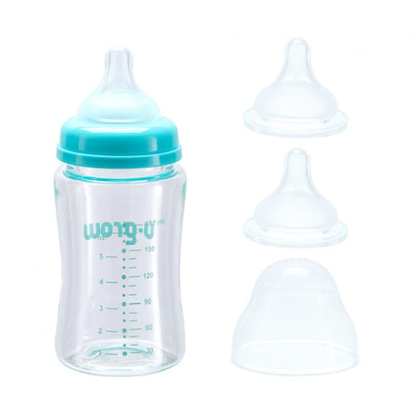 Biberon de sticla180 ml+2 tetine, U-Grow