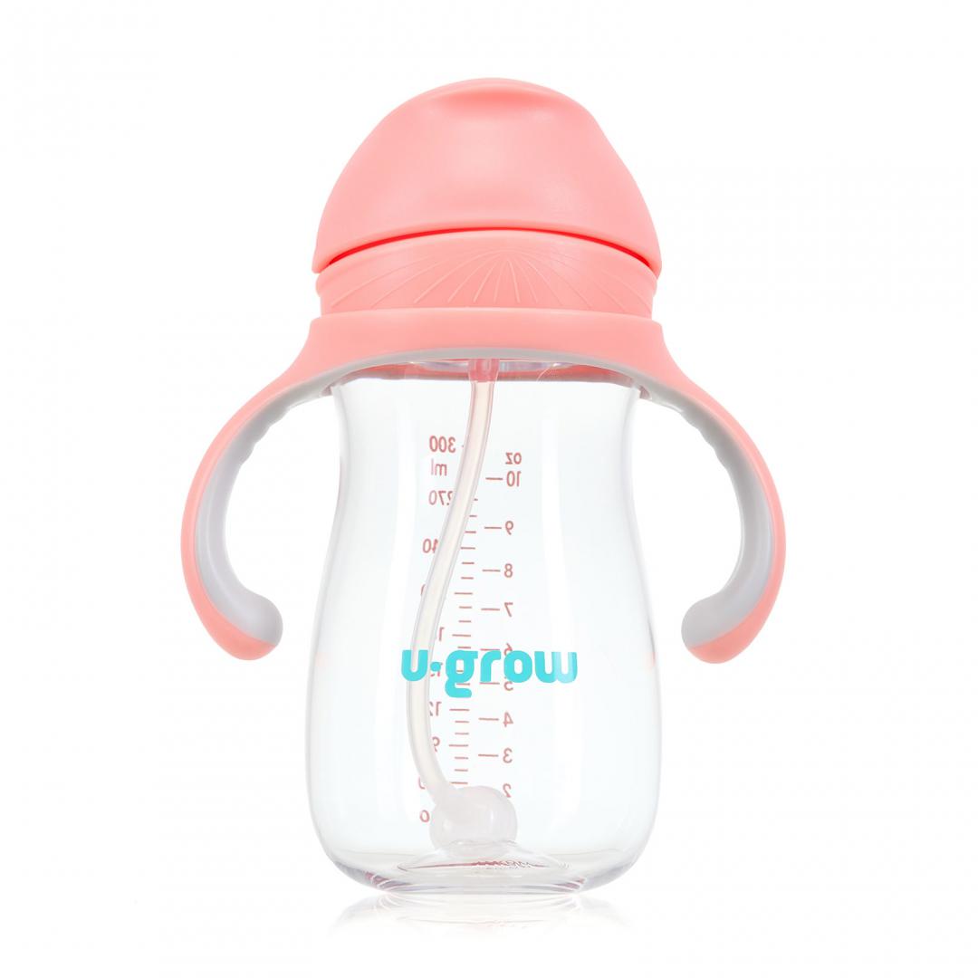 Cana cu pai tritan, roz, 300ml, U-Grow