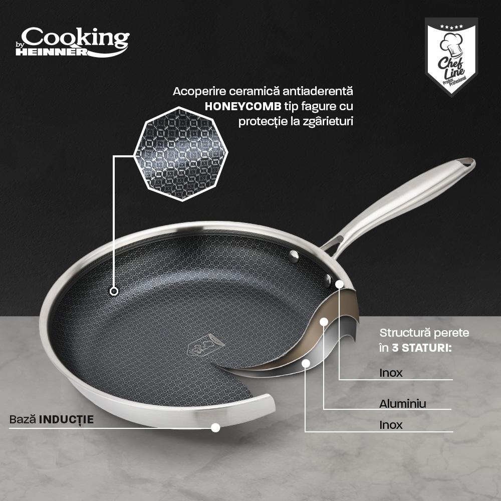 TIGAIE INOX IN 3 STRATURI 24X4.5 CM, TITANIUM3, COOKING BY HEINNER