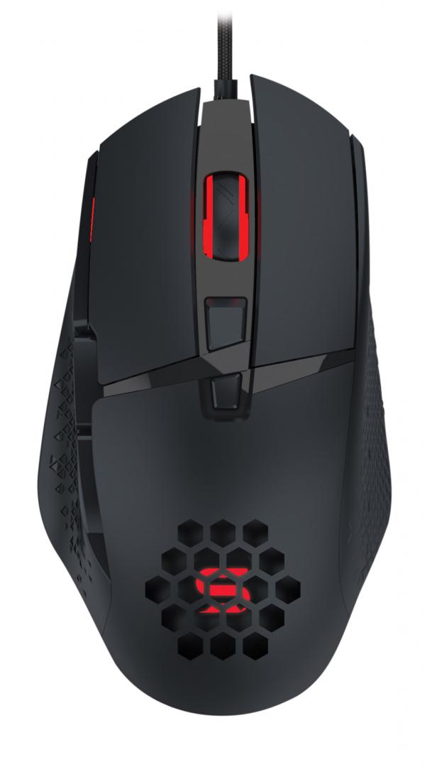 Mouse gaming Serioux Tobis, Senzor Sunplus 192, 1000-6400 DPI, switch HUANO, pana la 20 milioane de click-uri, 8 Butoane, 3 moduri de iluminare RGB, cablu USB 1.5M, plug and play, compatibil cu Windows 2000/XP/9X/VISTA/7/8/10