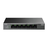"6-Port 10/100 Mbps Desktop Switch with 4-Port PoE PORT: 4× 10/100 Mbps PoE Ports, 2× 10/100 Mbps Non-PoE Ports SPEC: 802.3af, 41 W PoE Power, Desktop Steel Case FEATURE: Extend Mode for 250m PoE Transmitting, PoE Auto Recovery, Plug and Play"