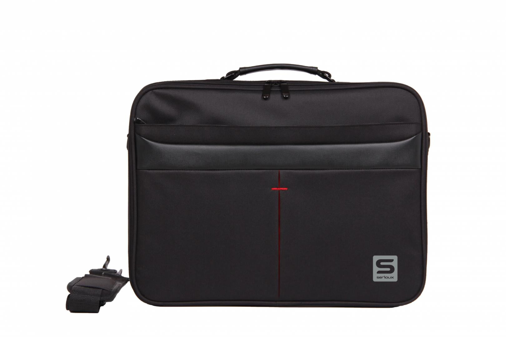 Geanta notebook Serioux, SRX-8444, dimensiuni 40 x 30 x 6 cm, compartiment laptop: max 15.6", bretea spate pentru prindere troller, curea de umar ajustabila, material poliester