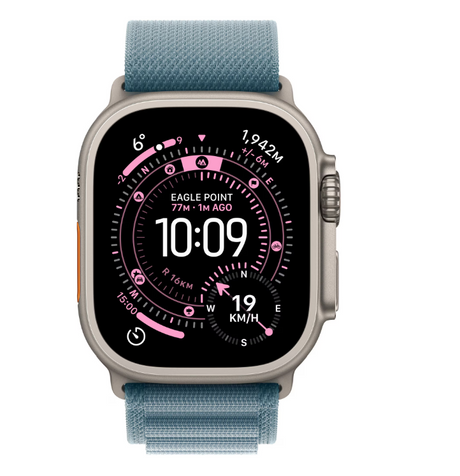 Apple Watch Ultra 3 GPS + Cellular 49mm Natural Titanium Case with Light Blue Alpine Loop - Medium