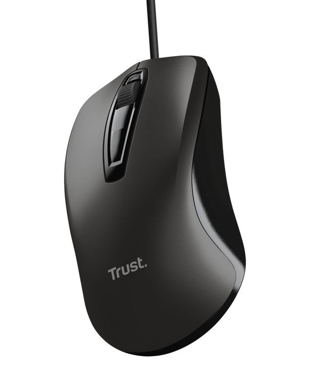 Mouse Trust cu fir, optic, rezolutie maxima 1200 DPI, negru