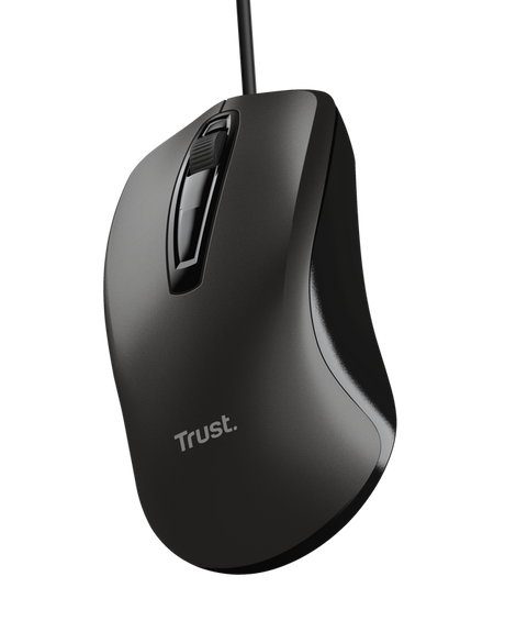 Mouse Trust cu fir, optic, rezolutie maxima 1200 DPI, negru