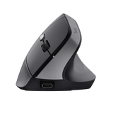Mouse ergonomic fara fir Trust Bayo II, rezolutie maxima 2400 DPI, 6 butoane, interfata USB-C,  2.4GHz, negru