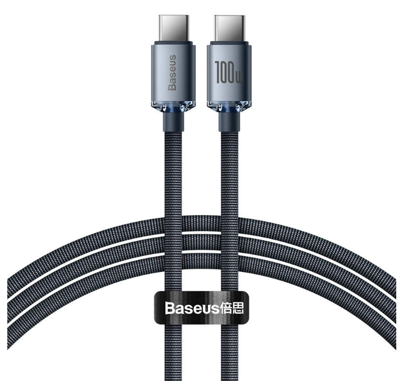 Cablu alimentare si date Baseus Crystal Shine, Fast Charging Data Cable pt. smartphone, USB Type-C la USB Type-C 100W, 2m, braided, negru