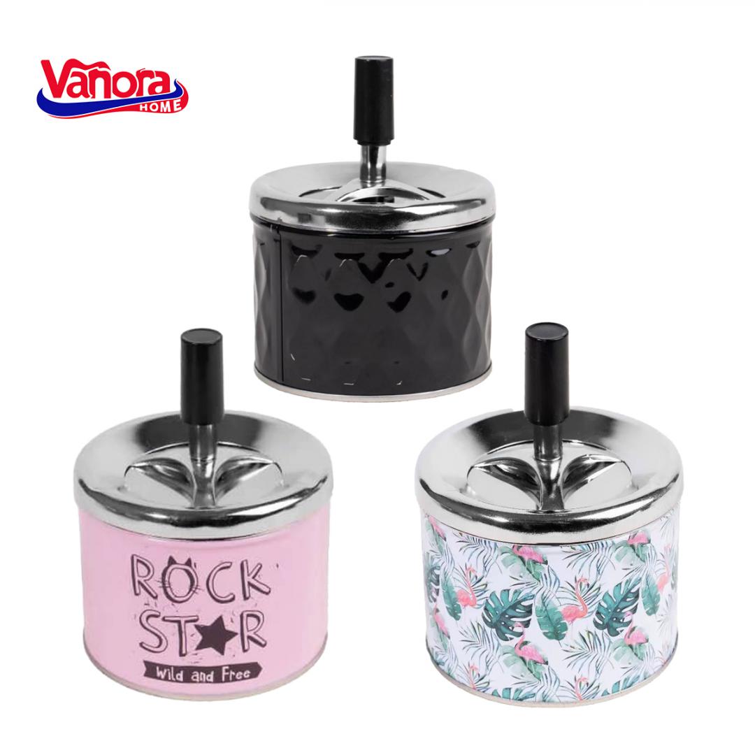 "SCRUMIERA ANTI-VANT CU BUTON 9x11 CM  Material: Otel + Buton din plastic Dimensiuni: 9x11 CM"