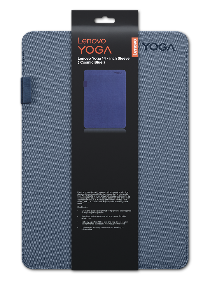 Husa Lenovo Yoga pentru laptop de 14 inch, fabricata din poliester; potrivita pentru dispozitive cu dimensiuni de pana la: 31.77 cm x 22.21 cm x 1.66 cm, culoare: albastru (cosmic blue)