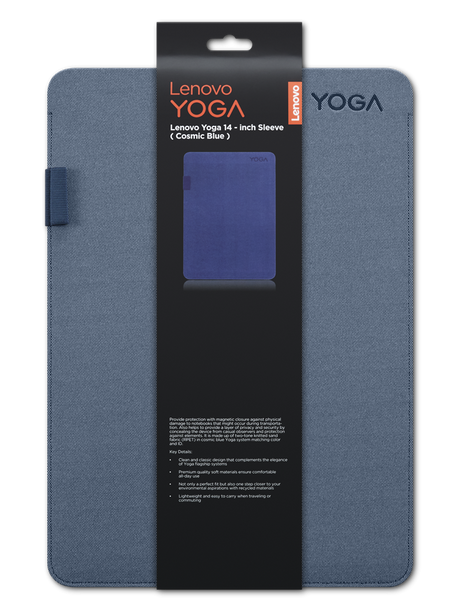 Husa Lenovo Yoga pentru laptop de 14 inch, fabricata din poliester; potrivita pentru dispozitive cu dimensiuni de pana la: 31.77 cm x 22.21 cm x 1.66 cm, culoare: albastru (cosmic blue)
