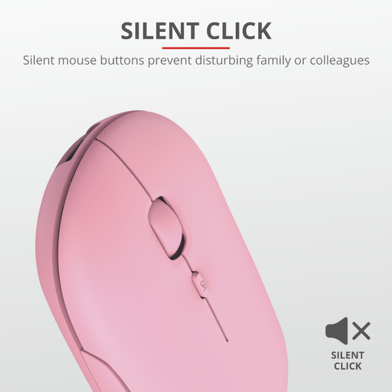 Mouse Trust Puck, Rechargeable Bluetooth, roz