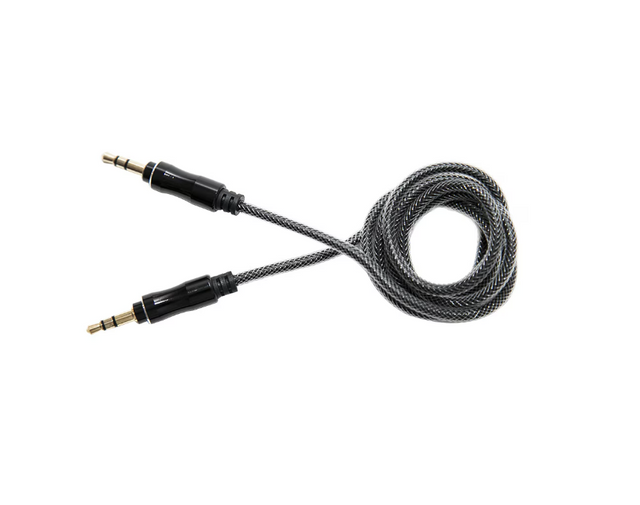 Cablu Audio Lemontti , conectivitate Jack 3.5mm, lungime 1m, (impletitura textila, protectie metalica), Negru