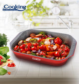 TAVA ALUMINIU CU ACOPERIRE CERAMICA 39.5x26 CM, RED LINE, COOKING BY HEINNER