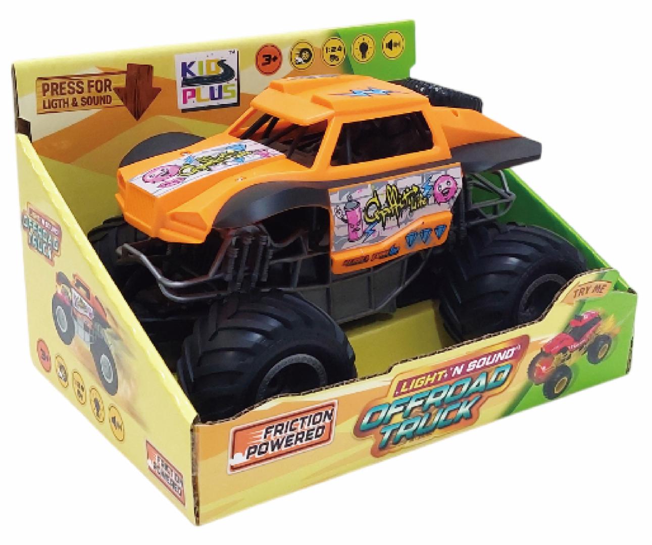 MASINUTA CU LUMINI, SUNETE SI FRICTIUNE, SCARA 1/24, 19CM, PORTOCALIU
