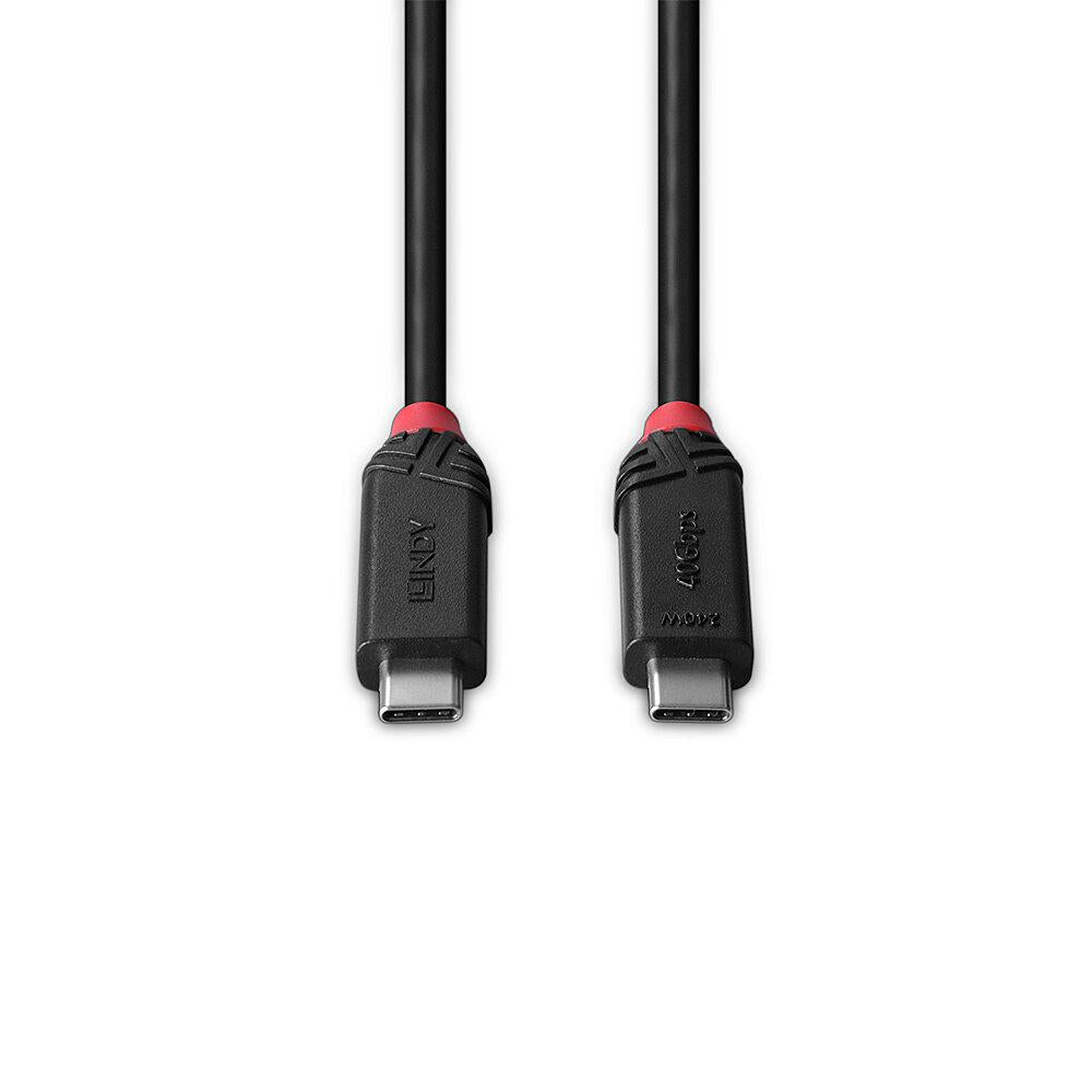 Cablu Lindy 1m USB4 240W Type C, 40 Gbps, Black Line