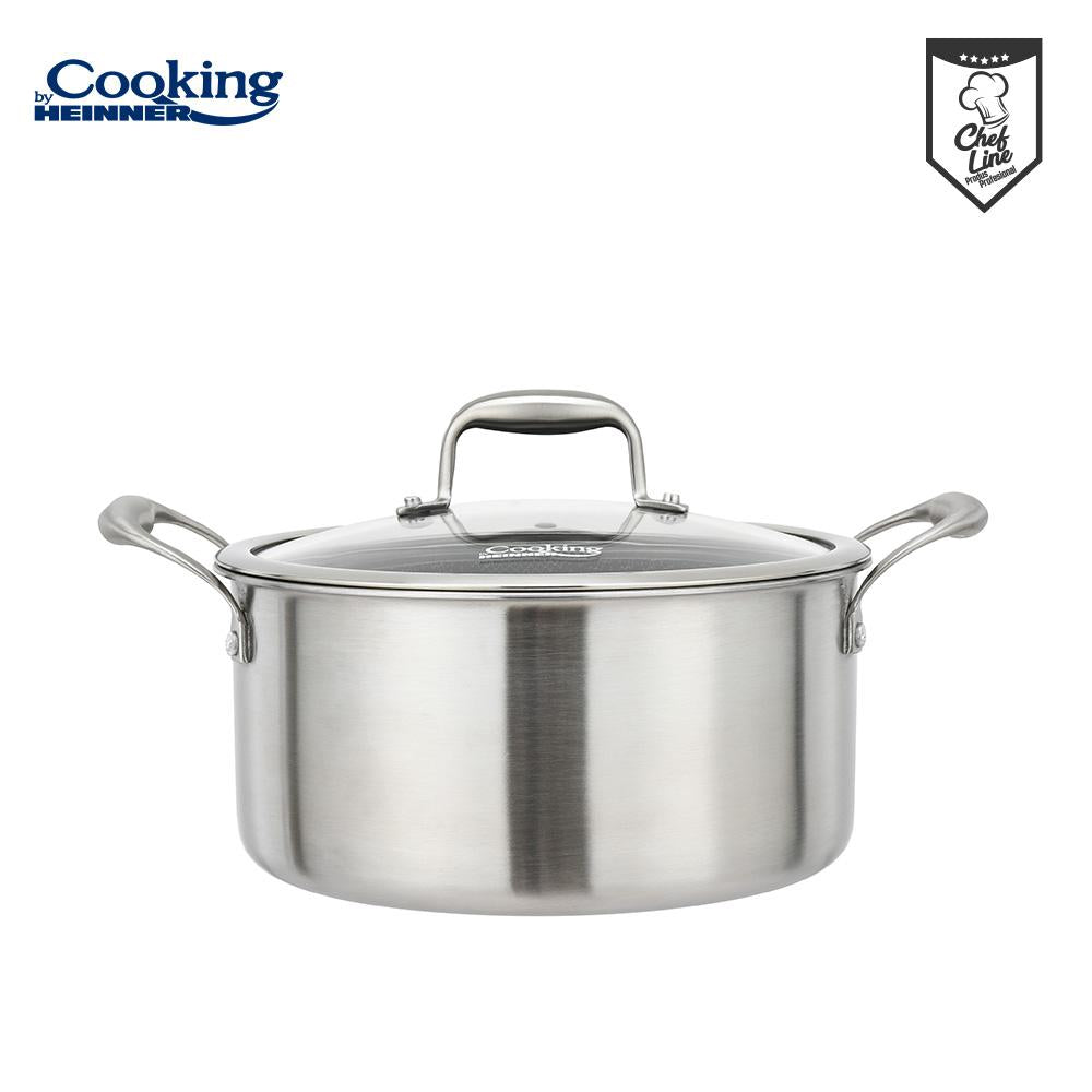 SEMIOALA INOX+CAPAC STICLA IN 3 STRATURI 24x12 CM, 5 L, TITANIUM3, COOKING BY HEINNER