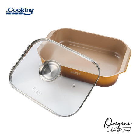 TAVA INALTA CUPTOR DIN ALUMINIU TURNAT + CAPAC 39 x 26 x 8.5 CM,  6 L, NICOLAI TAND, ORIGINI, COOKING BY HEINNER