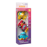 SET 3 VEHICULE ACTIONATE PRIN INERTIE- CAMION ALBASTRU, MASINA DE CURSE ROSIE, AVION GALBEN,MOMKI