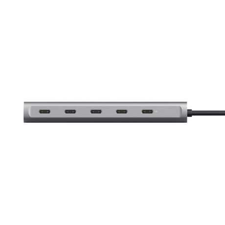 Hub Trust Halyx, 5 porturi USB-C 3.2 gen 1: 1 USB-C 100W PD port / 4 USB-C data ports, USB PD 3.0, gri