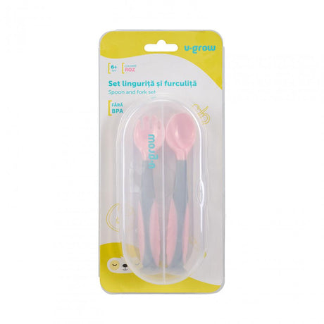 Set lingurita si furculita , roz, U-Grow
