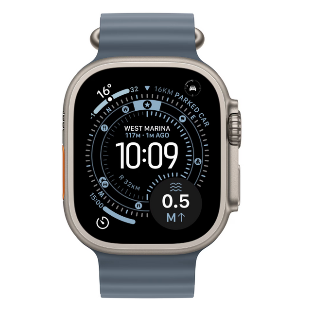 Apple Watch Ultra 3 GPS + Cellular 49mm Natural Titanium Case with Anchor Blue Ocean Band