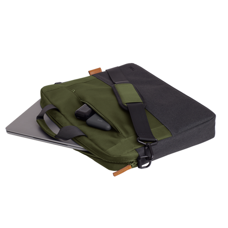 Geanta laptop Trust Lisboa, pentru laptopuri cu diagonala pana in 15.6", 2 compartimente, material POM, RPET Polyester, RPET, volum 2.1 L,  verde
