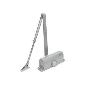 Amortizor hidraulic cu brat SA-6033AW-sv, argintiu; Pentru: usi cu greutatea de 40-65 kg; latime usa ≤950mm; Ulei hidraulic termostabil; Viteza de inchidere reglabila; Montare universala: stanga sau dreapta; Culoare: argintiu; Deschidere usa la 180°;