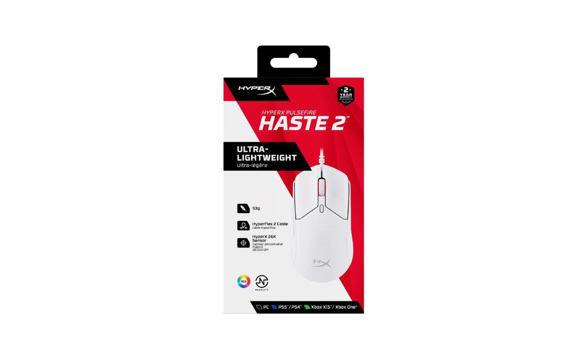 Mouse Gaming HyperX Pulsefire Haste 2, 26000 DPI, Alb