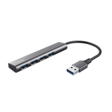HUB USB Trust Halyx, USB-A la 4 x USB-A 3.2 Gen 1, dimensiune cablu 10cm, din aluminiu, argintiu