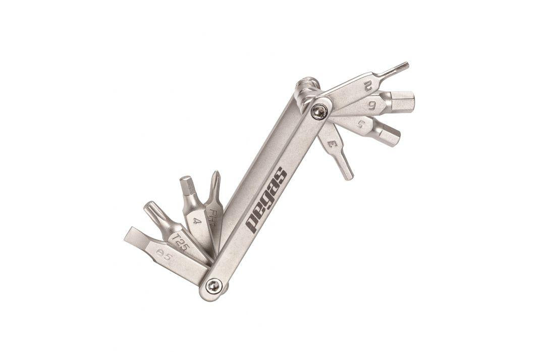 Mini set scule Pegas 8 in 1 otel Cr-V, imbus 2, 3, 4, 5, 6mm, surubelnita dreapta 5mm, surubelnita cruce PH 1, torx T25, culoare argintiu