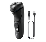 Aparat de ras PHILIPS Shaver Seria 3000 S3244/12, barbierit umed şi uscat, fara fir, capete 5D pivotante si flexibile, lame autoascutire, 60 min, sistem de barbierire anticoroziune, capac de protectie, Negru