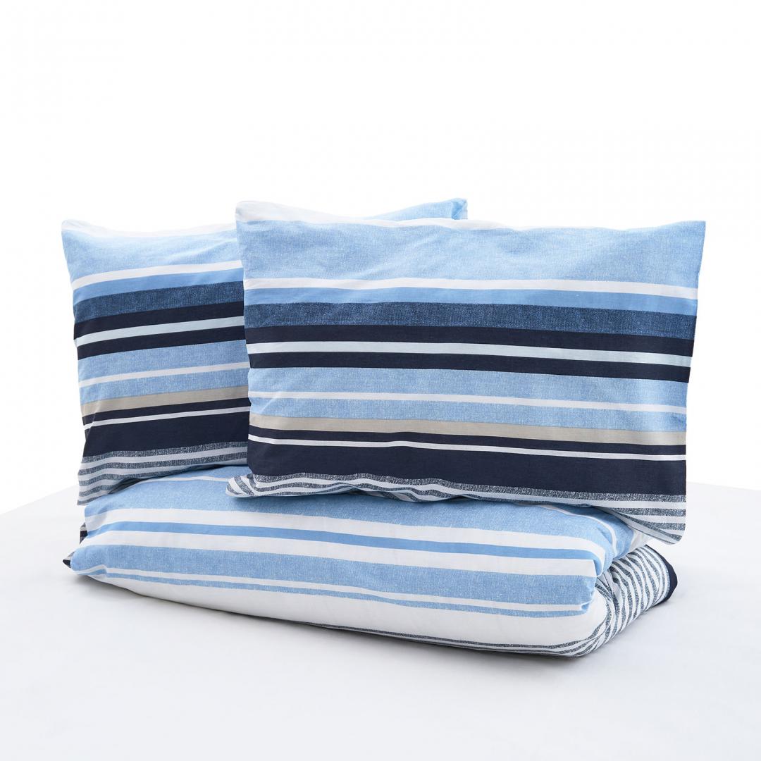 Lenjerie dubla,100% bumbac,4 piese, Azul