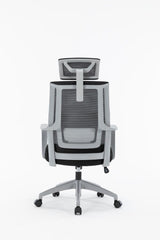 Scaun Serioux office Shark, greutate maxima suportata 150 kg, piston cu gaz clasa 4, manere fixe, tetiera reglabila, baza stea cu 5 picioare, gri