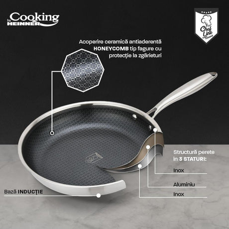 TIGAIE INOX IN 3 STRATURI  30X6 CM, TITANIUM3, COOKING BY HEINNER