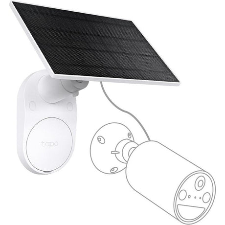 Tapo Solar Panel SPEC: 5.2V 2.5W FEATURE: Type-C Charging Port, Non-Stop Power,  Flexible Solar Installation, Works with Tapo Battery Camera, 4m Charging Cable(Total), Weatherproof (IP65)
