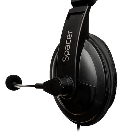 Casti cu micr. Spacer, cu fir, multimedia, 2x Jack 3.mm, microfon pe brat, driver 40mm, 20Hz-20000Hz, 2m, negru