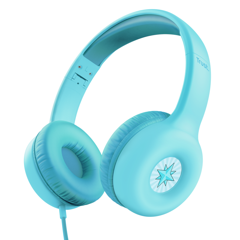 Casti Trust Nouna cu fir pentru copii, frecventa raspuns 20 Hz - 20.000 Hz, senzitivitate 92 dB, albastru
